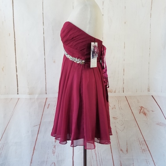 Alyce Paris Strapless Short Ruched Chiffon Dress - Picture 4 of 8